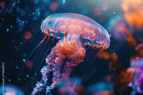 jellyfish in colorful underwater world