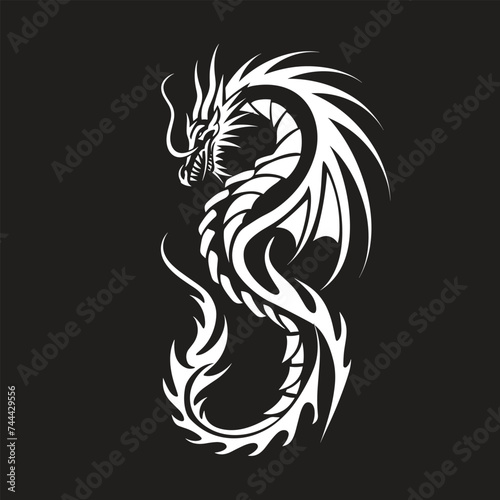 Dragon tattoo design, Dragon tribal, Dragon vector, Dragon illustration. Dragon logo