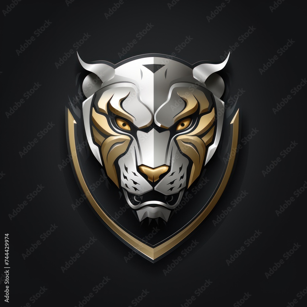 Fototapeta premium jaguar logo with golden silver shield