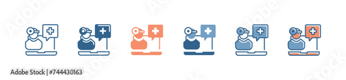 online medical doctor consultation icon set digital health care paramedic service vector illustration for web and app
