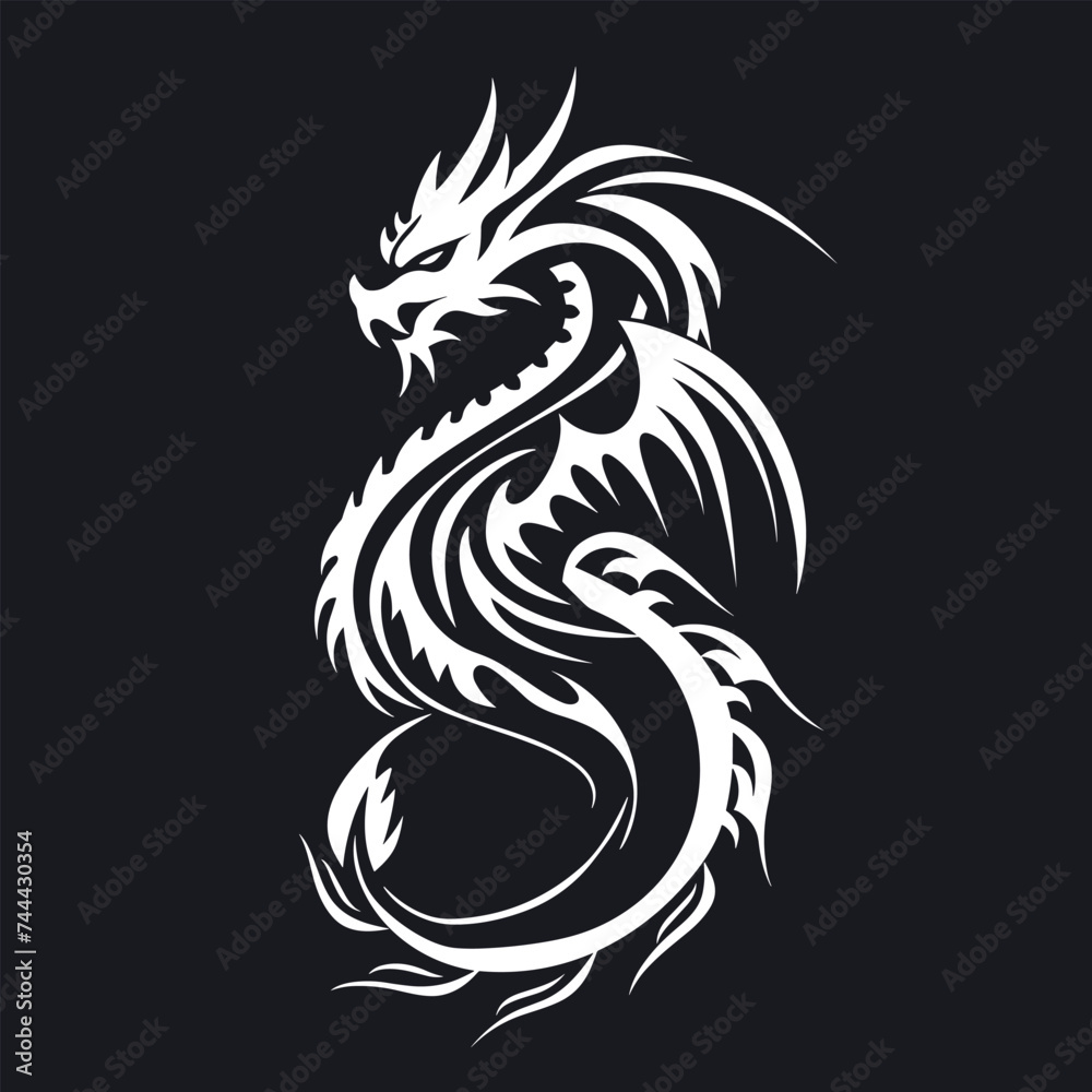 Dragon tattoo design, Dragon tribal, Dragon vector, Dragon illustration. Dragon logo