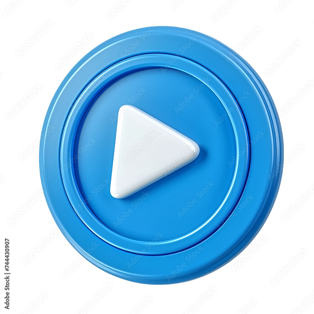 Saturated blue play button with a prominent white arrow, depicting media play action on a soft blue background. Saturated blue play button with a prominent white arrow, depicting media play action on a soft blue background.