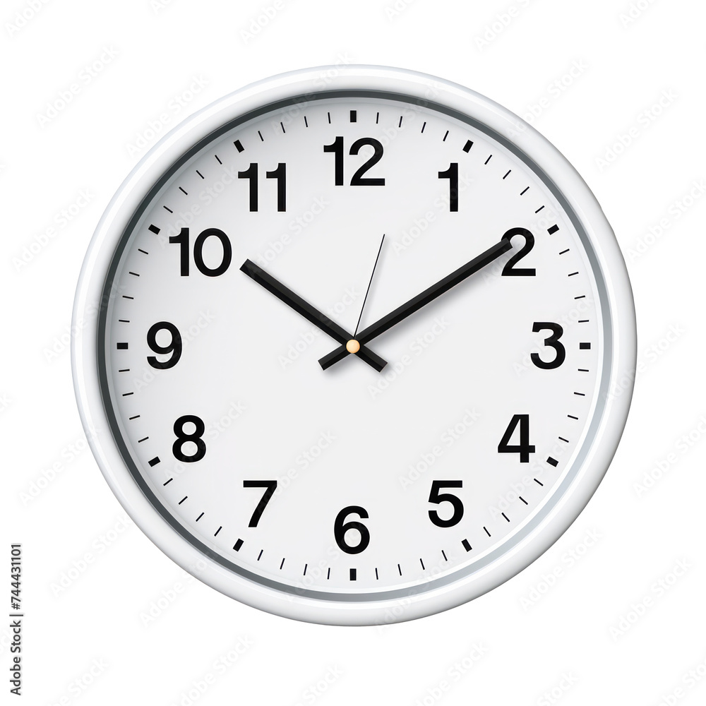 White wall clock. Isolated on transparent background. White wall clock. Isolated on transparent background.