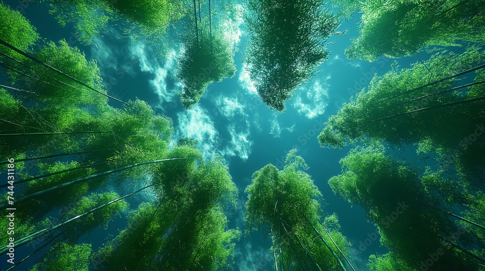 Green forest against sky. Green forest against sky.