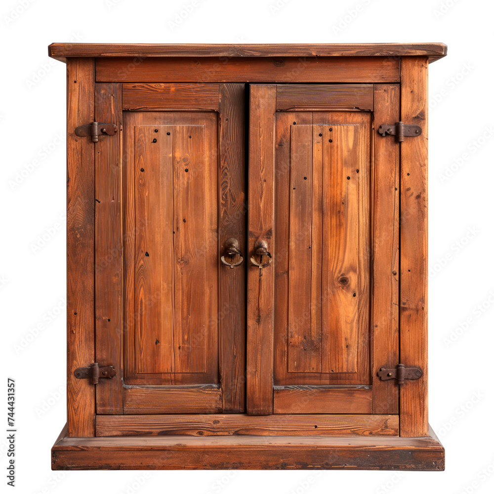 The wardrobe is wooden. Isolated on transparent background.