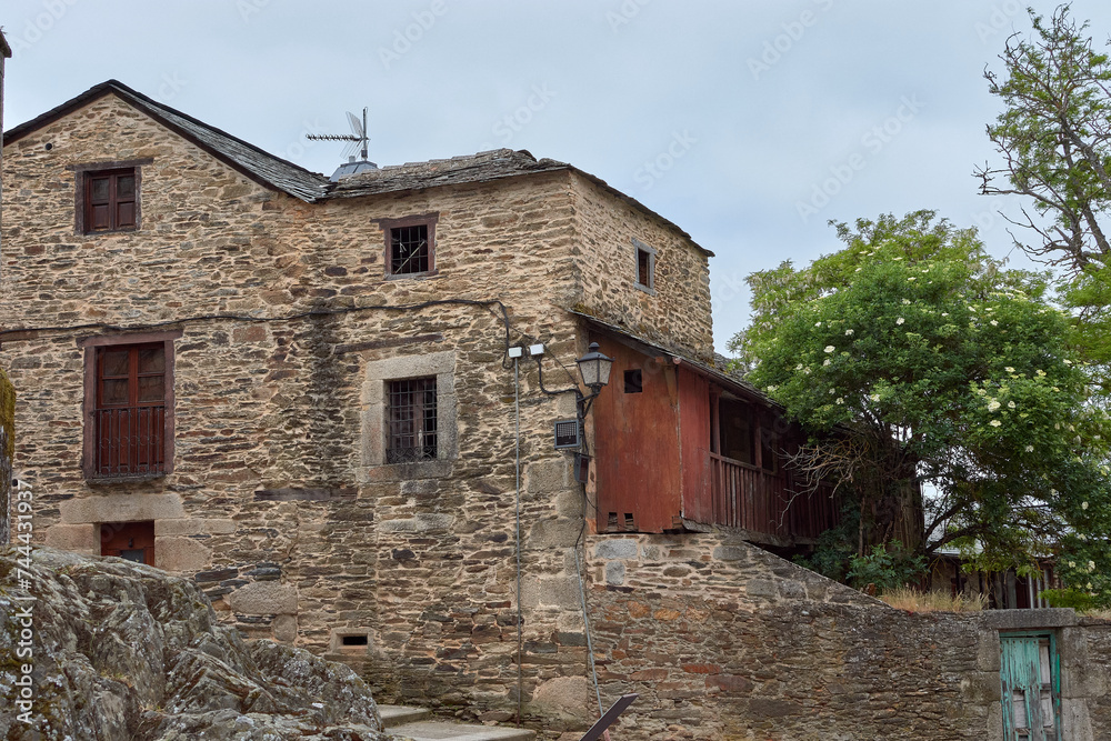 Narrow streets of the medieval town of Puebla de Sanabria in Zamora, Spain