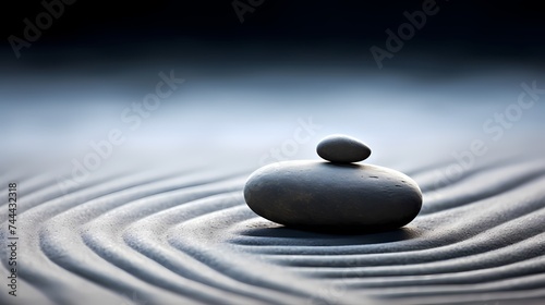 A single pebble standing out in a Zen garden, representing simplicity and mindfulness.