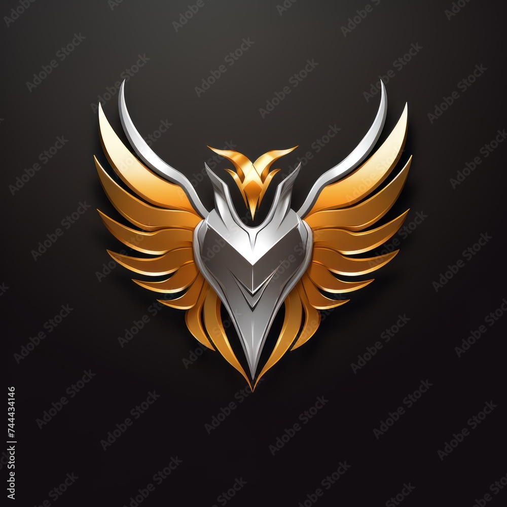 phoenix logo with golden silver shield phoenix logo with golden silver shield
