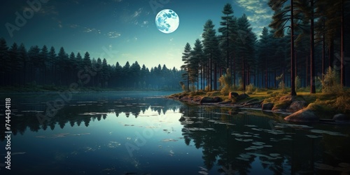 Lake in middle of forrest