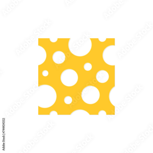 Piece of cheese with large holes. Vector flat illustration.