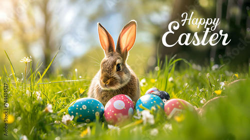 Happy Easter greeting card for Easter celebration Festive decoration holiday concept