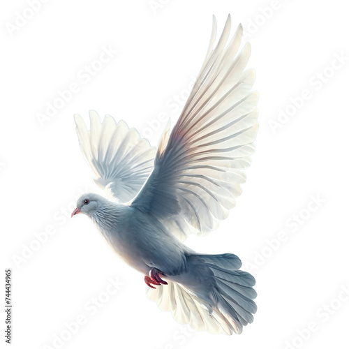 Flying dove isolated on white background