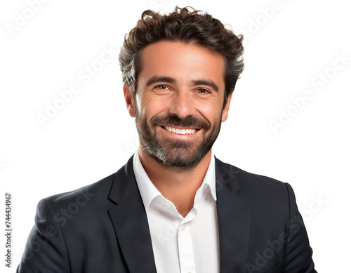 Handsome bearded man smiling, cut out