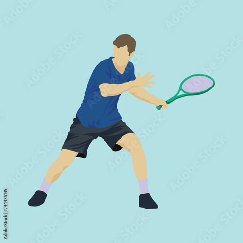 Colorful Tennis Athlete Player Pose Vector