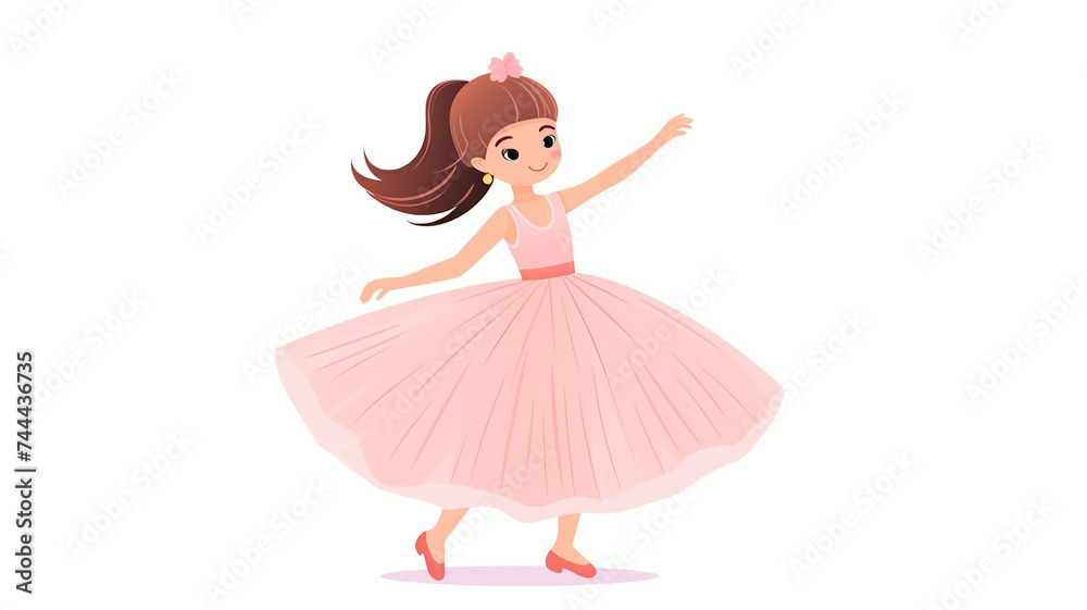 Fototapeta premium Vector illustration of a dancing ballerina on a white background that is isolated