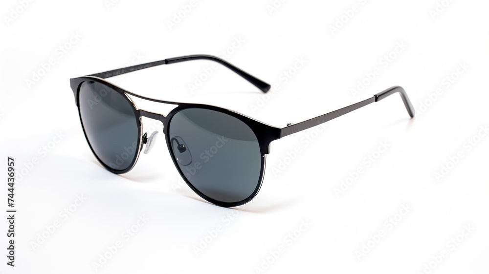 Isolated black luxury sunglasses against a white background