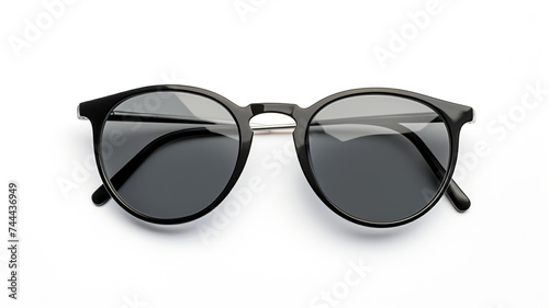 Isolated black luxury sunglasses against a white background