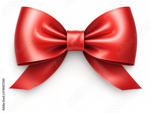 Red bow isolated on white background. 3D illustration. Clipping Path