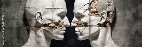 A marble relief from Classical Greece featuring the countenances of women and men