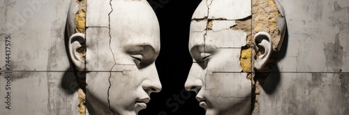 A marble relief from Classical Greece featuring the countenances of women and men