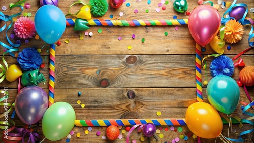 card with balloons party background, copy space