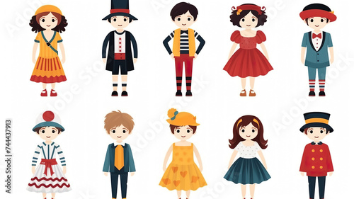 Vector illustration of children's carnival attire, isolated on a white background