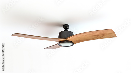 An isolated ceiling fan on a background of pure white