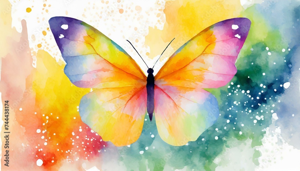 butterfly on the flower wallpaper Wallpaper texter butterfly on a pink background, Watercolor Colorful Butterfly