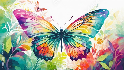 butterfly on a flower background  Wallpaper texter butterfly on a pink background  Watercolor Colorful Butterfly