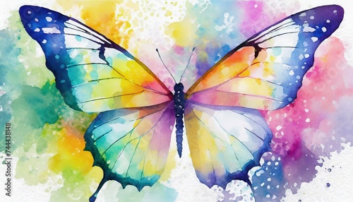 butterfly on a flower wallpaper texter butterfly on a pink background, Watercolor Colorful Butterfly © Bilal