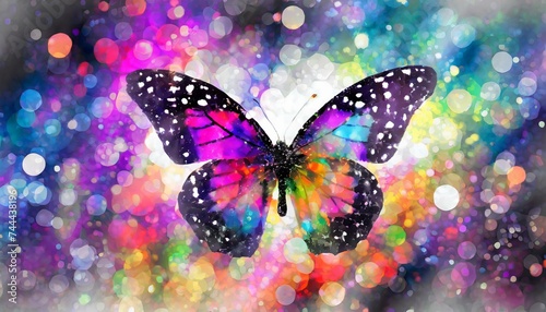 butterfly on purple, Wallpaper texter butterfly on a pink background, Watercolor Colorful Butterfly © Bilal