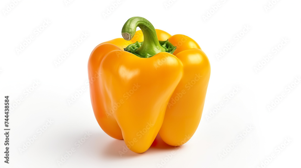 Isolated colorful bell pepper against a stark white background Isolated colorful bell pepper against a stark white background