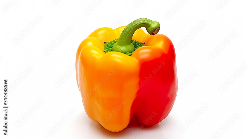 Isolated colorful bell pepper against a stark white background Isolated colorful bell pepper against a stark white background