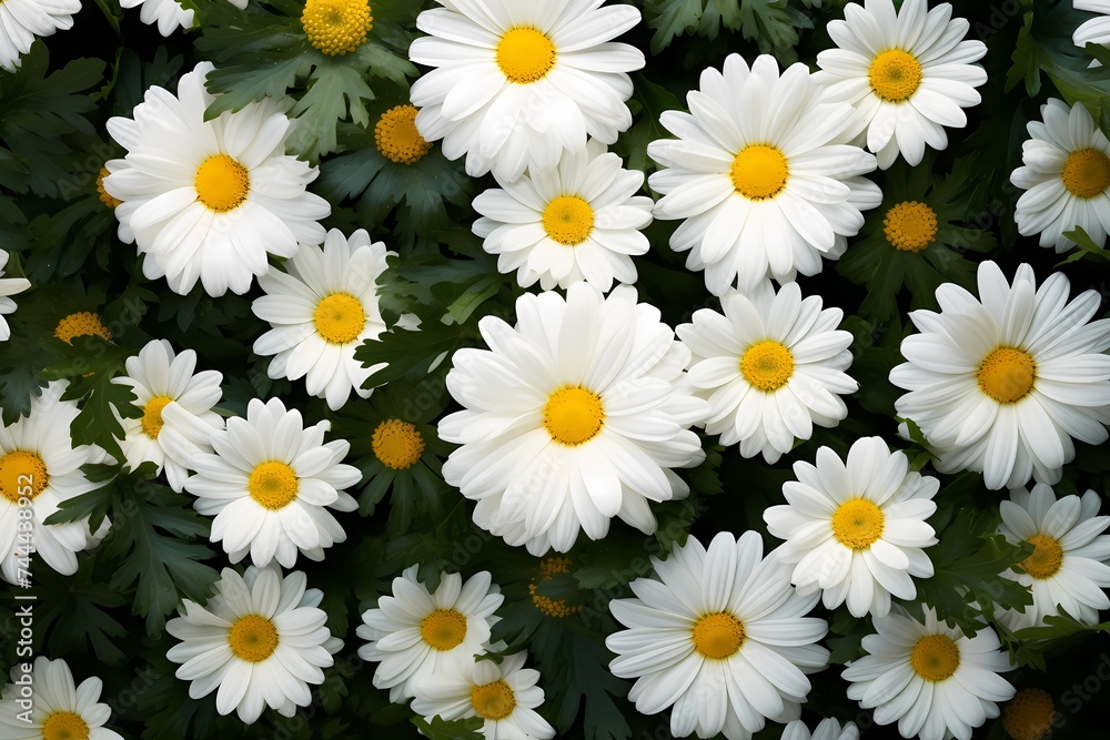 A top view of a lush garden filled with blooming daisies, inviting for a heartfelt message. A top view of a lush garden filled with blooming daisies, inviting for a heartfelt message.