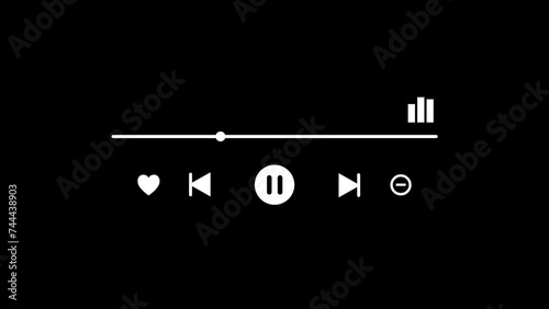 Black screen music player overlay template animation with equalizer.