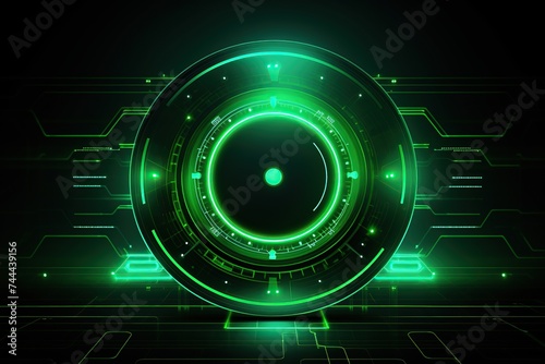 Green Neon High-Tech Circular Interface Design. 
