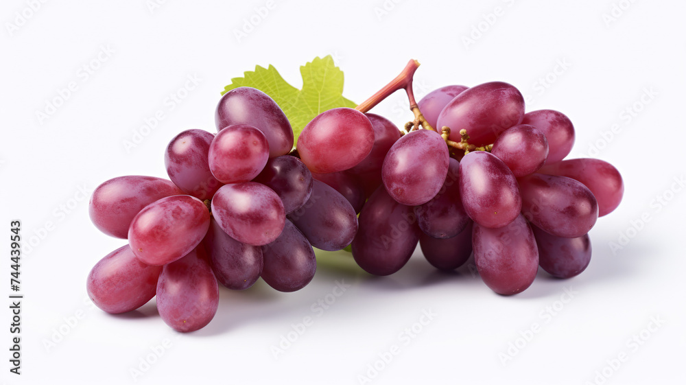 Delectable cluster of grapes isolated against a stark white background