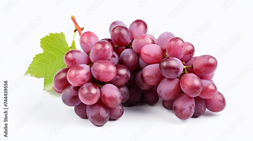 Delectable cluster of grapes isolated against a stark white background Delectable cluster of grapes isolated against a stark white background