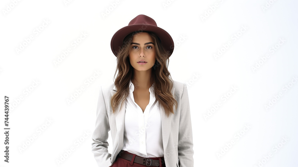 Style model wearing clothing isolated on a white background Style model wearing clothing isolated on a white background