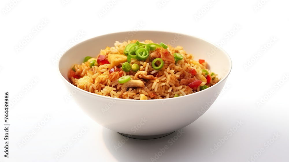 Fried rice isolated on pure white background