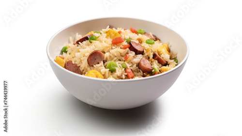 Fried rice isolated on pure white background