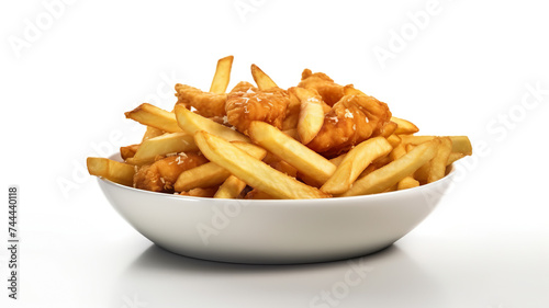 Fries chicken isolated on pure white background