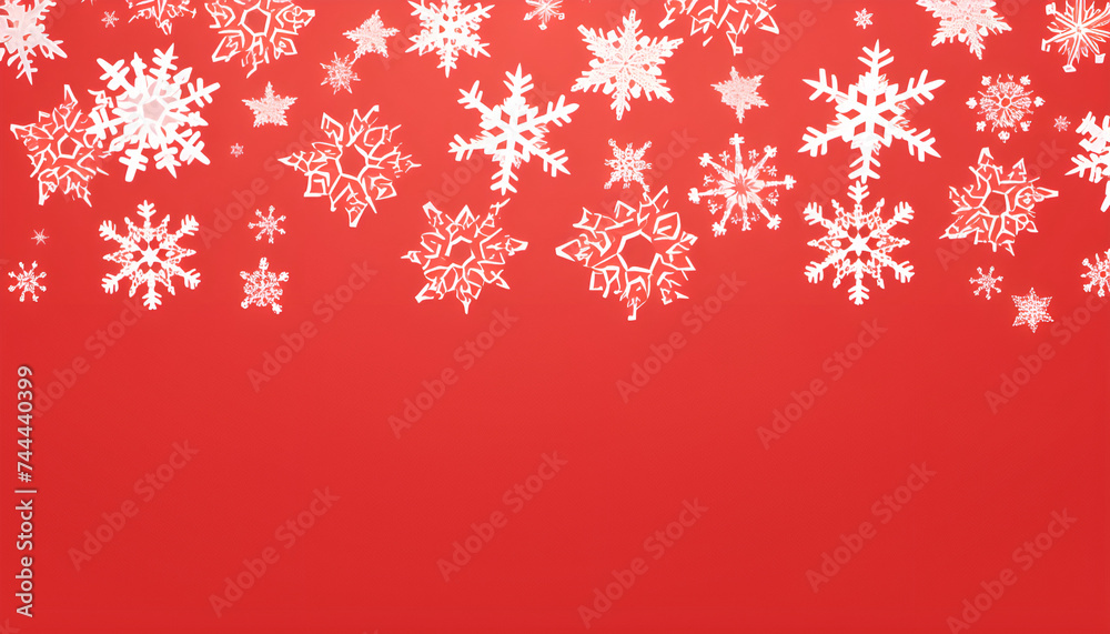 Snowflakes falling from the sky,Vintage christmas postcard with true paper snowflakes,Red holiday design background vector,orange holiday design background vector Generative AI 
