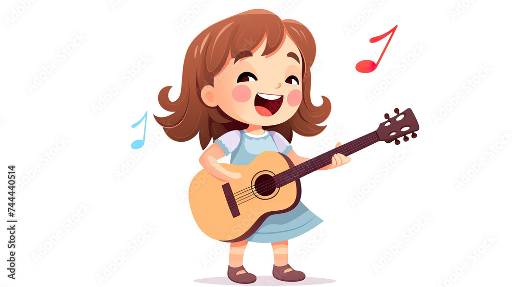 Girl singing a song isolated on pure white background Girl singing a song isolated on pure white background