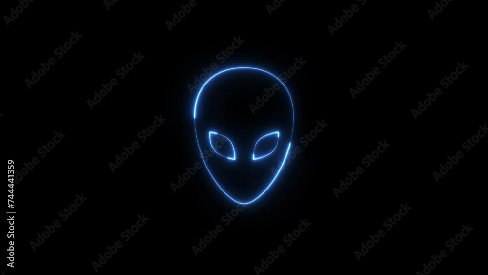 Neon glowing blue mask icon animation in black background Neon glowing blue mask icon animation in black background