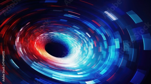 Abstract Image of Black Hole With Red and Blue Lights