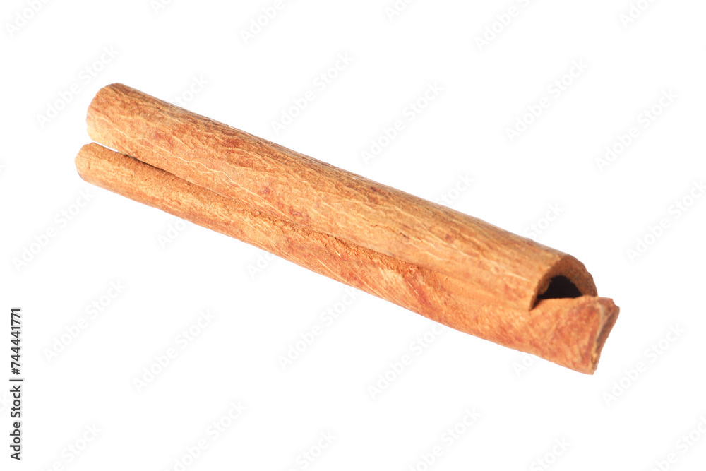 One aromatic cinnamon stick isolated on white One aromatic cinnamon stick isolated on white