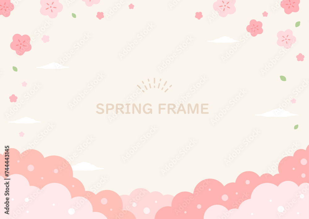 春の背景、満開の桜のイラスト