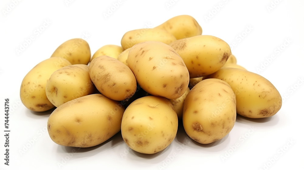 potatoes with their near nutrients isolated on a stark white background potatoes with their near nutrients isolated on a stark white background