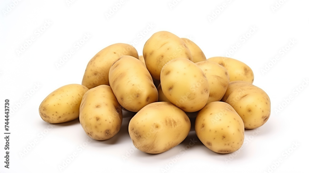 potatoes with their near nutrients isolated on a stark white background potatoes with their near nutrients isolated on a stark white background